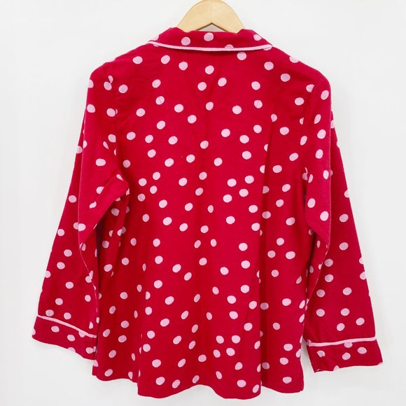 Kate Spade Red Polka Dot Flannel Pajama Set Large - Picture 7 of 9